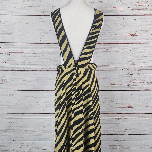 TOPSHOP Black And Tan Zebra Print Pinafore Dress Size 8 - Picture 5 of 7